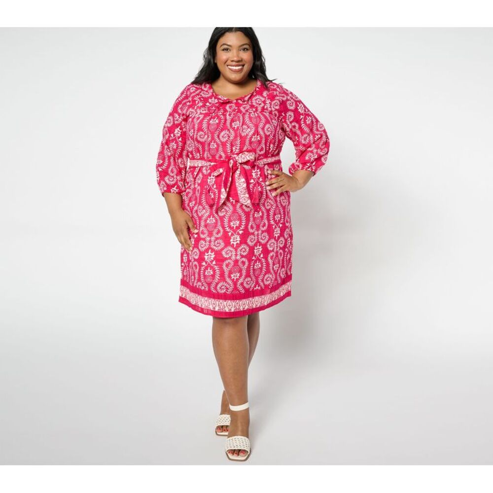 Studio Park Women's Dress Sz M Printed Removable Belt Red A648605